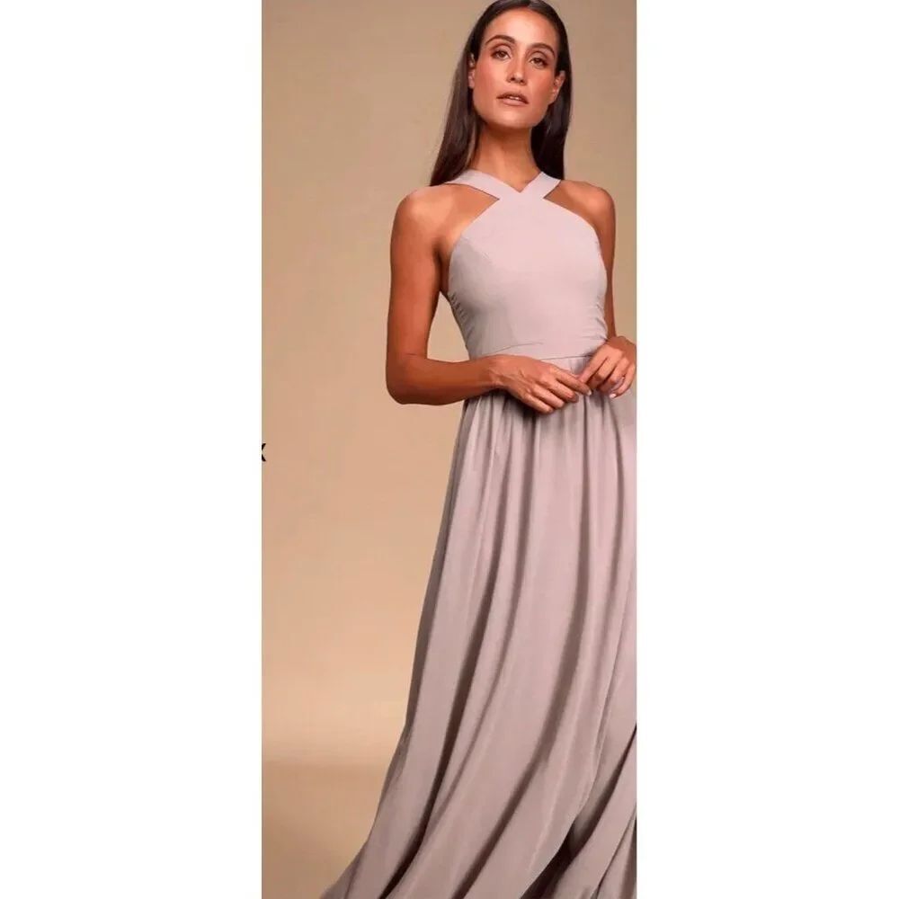 Lulu’s Women Air of Romance Blue Sleeveless Bridesmaid Prom Maxi Dress Size M
